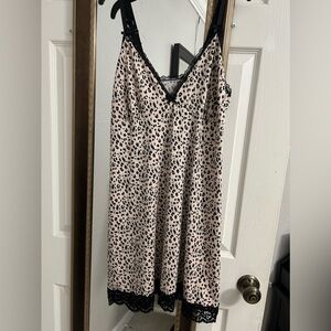 light pink leopard print sleep dress, it’s comfortable and keeps you cool